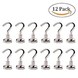 AUTIDEFY Magnetic Hook,12 Pack 12LB Strongest Heavy Neodymium Hanging Hooks D16 Multi-purpose Indoor Outdoor Kitchen Bathroom Bedroom Garage Lockers Office
