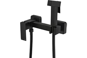 BARROCK Handheld Bidet Sprayer for Toilet Hot and Cold Water, Stainless Steel Warm Water Square Bidet Spray Attachment Set for Muslim Shower, Feminine Hygiene, Pets and Baby Diaper Wash, Matte Black