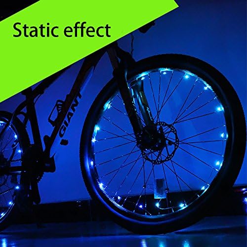 QANGEL LED Bike Wheel Lights, Bicycle Hubs Lights 6.6ft LED Mountain Bicycle Light Strip Intelligent Motion-sensor Spoke Riding Lamp Tire Lights Cycling Safety Light (blue)
