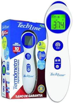 Termometro Digital Infravermelho Techline TSC-400 Branco e Azul com Display Retroiluminado