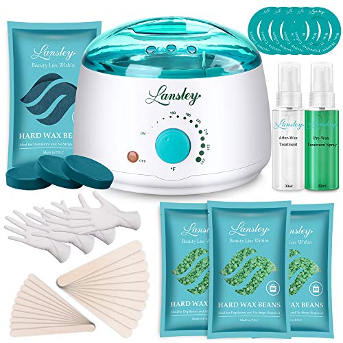 ILansley Waxing Kit for Women Men Coarse Hair Removal with Moisturizing Aloe Formulas Hard Stripless Wax Beads, Relaxing Wax Kit for Legs, Face, Underarm, Bikini, Brazilian