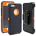 MAXCURY Hybrid Rubber Plastic Impact Defender Rugged Hard Case with Built-in Screen Protector and Belt Clip Holster Compatible for iPhone 6 and iPhone 6s Case (Dk Grey/Orange & Clip)