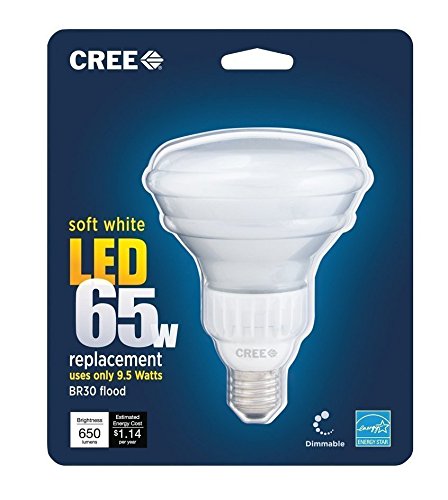 Cree BBR30-06527FLF-12DE26-3U100 Cree 65W Equivalent Soft White (2700K) BR30 LED Flood Light Bulb, (4 pack)
