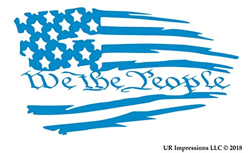 UR Impressions OBlu Tattered American Flag - We The People Decal Vinyl Sticker Graphics Car Truck SUV Van Wall Window Laptop|Olympic Blue|7.5 X 4.2 Inch|URI612 - Thumbnail 4