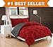 Elegant Comfort All Season Comforter and Year Round Medium Weight Super Soft Down Alternative Reversible 3-Piece Comforter Set, King, Burgundy/Grey
