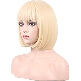 WildCos Short 12 Inches Straight Synthetic Cosplay Wig for Women (blonde)