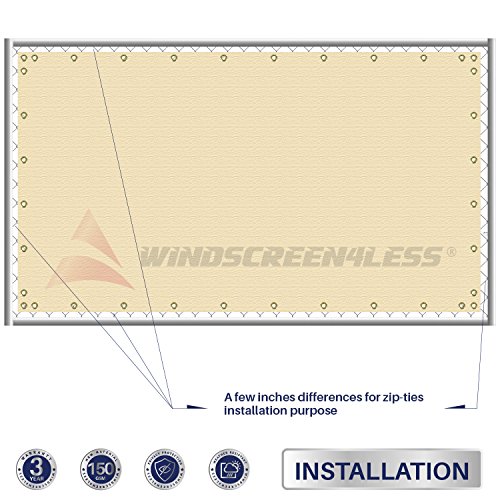Heavy Duty Sichtschutzzaun Von Windscreen4less – 4' X 13' (ca. 1,2 X 4 M), Beige Mit Weißen Streifen, 130 GSM, Mit 3 Jahre Garantie