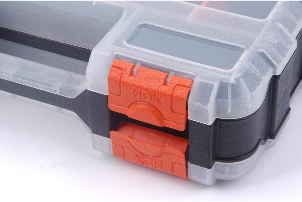 HDX 320028 34-Compartment Double Sided Organizer with Impact Resistant Polymer and Customizable Removable Plastic Dividers, Black/Orange - - 