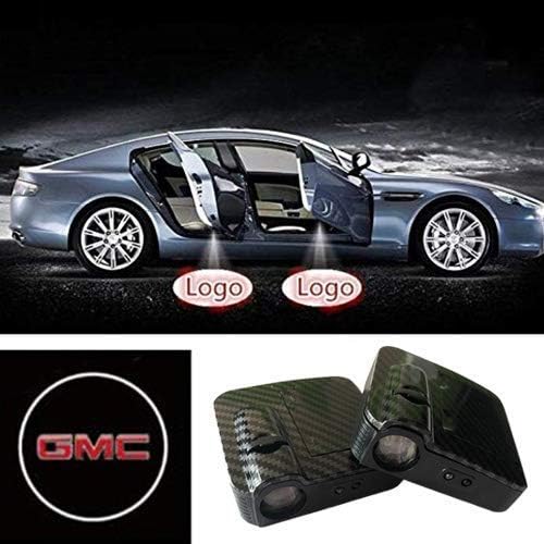 ROOPE 2 pcs Universal Wireless Car Projection LED Projector Door Shadow Light Welcome Light Laser Emblem Logo Lamps Kit, No Drilling gina (Color : 2pcs for GMC)