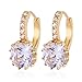 GULICX Attractive White CZ Clear Zircon Yellow Gold Tone Lady Stunning Bridal Hoop Earring