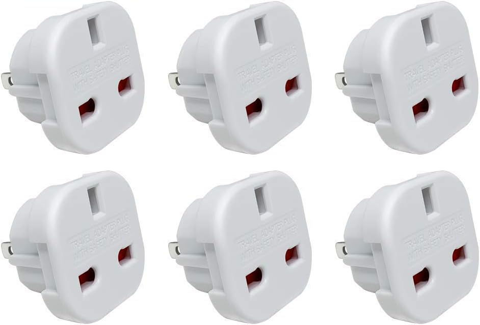 Jsdoin UK to US Plug Adaptor 3 pin to 2 Pin Flat Travel Adapter for USA Canada, Mexico, Thailand