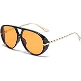 FLJMRAVER Oversized Retro Aviator Sunglasses for Women Men Vintage Style Trendy Large Frame Sun Glasses