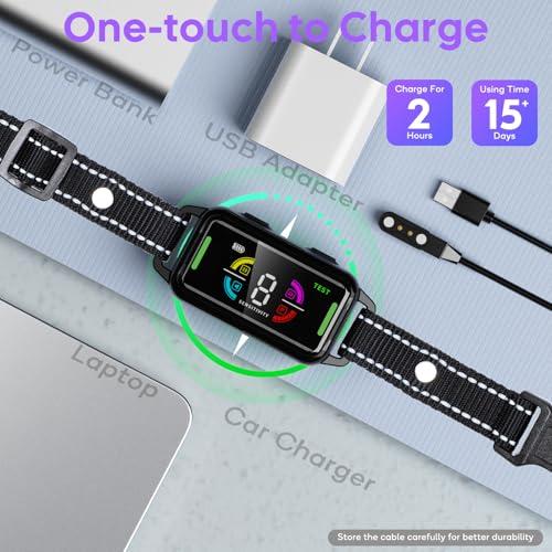 LYtech Dog Bark Collar, Anti-Bark and Anti Howling Collar for Dogs, 4 Vibration/Sound Modes, Waterproof IP67, Rechargeable Device to Stop Barking Large Medium Small