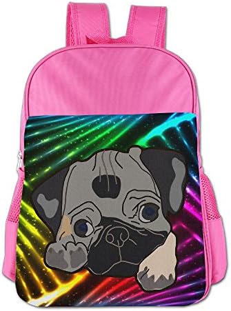 Gibberkids Child's Dog Pug Cute Colorful School Lunch Bag Bookbag Boys/Girls For 4-15 Years Old Pink