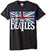 Bravado Men's Beatles Distressed British Flag T-shirt, Grey, Black, Large