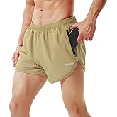 TENJOY Men's Running Shorts Gym Athletic Workout Shorts for Men 3 inch Sports Shorts with Zipper Pocket