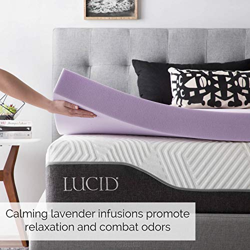 LUCID 4 Inch Lavender Infused Memory Foam Mattress Topper Ventilated