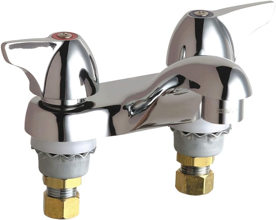 Chicago Faucets 802-V1000E66ABCP Hot and Cold Sink Faucet, 0.5 Gpm, Chrome, Lead Free, Plastic, 5" x 11.4" x 6.3"