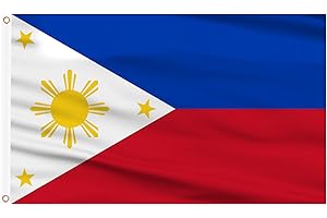 AhfuLife Philippines Flag 3x5 Ft, Large Filipino Flag National Flags for Outside - Double Side with Brass Eyelets for World Cup Party Decorations, Soccer Party Bar Garden Decoration Indoor Outdoor