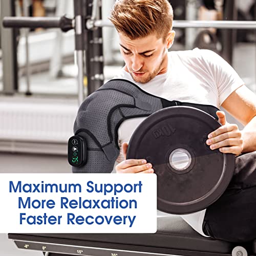 Heated Shoulder Wrap with Vibration, Cordless Shoulder Heating Pad