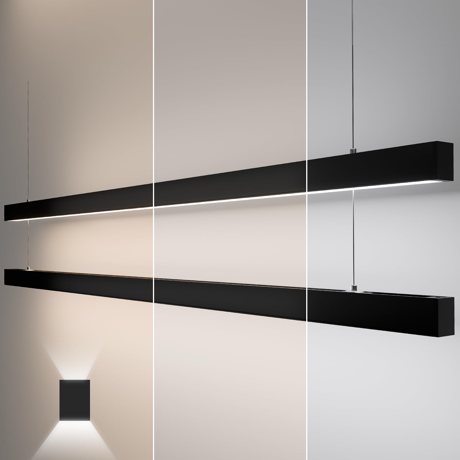 Photo 1 of 8FT LED Linear Light,100/90/80/70/60W Up and Down Light, 3000/4000/5000K CCT,Commercial And Residential Linear Lights Fixture for Office,Pendant Lights for Home,Shop,Garage,Basement,School-2Pack