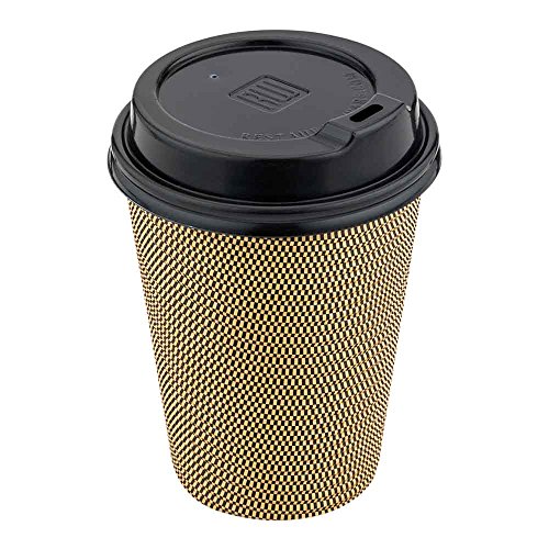 500-CT Disposable Black Lid for Coffee and Tea Cups - Fits 8-OZ, 12-OZ and 16-OZ Cups: Perfect for Coffee Shops, Juice Shops, and Restaurant Takeout - Recyclable Polystyrene Cup Lid - Restaurantware