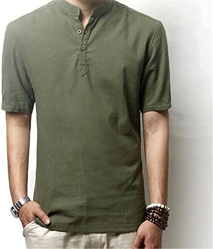 Vazpue Shirts Casual Japanese-style men's shirt collar short-sleeved cotton shirt big yards
