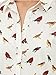 Clothink Women White Bird Print Shirt Collar Long Sleeve Button Up Shirt