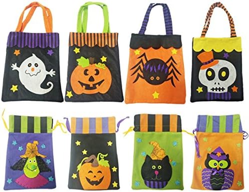 Reusable Halloween Pumpkin Bag Witch Skeleton Candy Bags Ghost Halloween Trick Or Treat Spider Tote Bag (random 3 Pack)