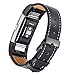 bayite Leather Band for Fitbit Charge 2, Black with line, 5.5