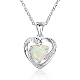 Lam Sence Sterling Silver 7mm Heart Shape White Created Opal Pendant Necklace
