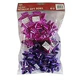 Christmas Metallic Gift Bows - Purple and Pink - Self Stick - Pack of 16