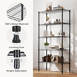 DUMOS 5 Tier Metal Wire Rack Shelf Heavy Duty