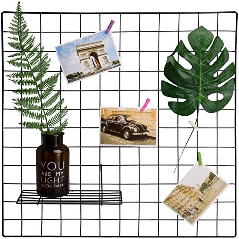 Ren Chang Metal Grid Panel,Grid Photo Wall,Wire Mesh Display Shelf Basket for Photo/Picture/Art/Decoration Hanging Storage,Sculptural Frames & Holders,2 Packs,23.6'' x 23.6''