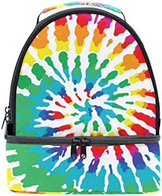 ALIREA Tie Dye Lunch Bag Dual Deck Insulated Lunch Cooler Tote Bag Adjustable Strap Handle for Women Men Teens Boys Girls