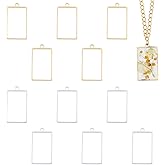 UNICRAFTALE 16Pcs Stainless Steel Rectangle Open Back Bezel Pendants Frame Pendants Charm Epoxy Resin Geometric Tray Pressed Flower Jewelry Blank Charms for UV Resin Making