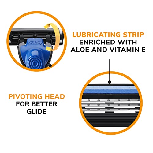 BIC Flex 3 Hybrid Disposable Razors for Men, Longlasting 3Blade