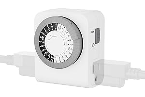 BN-LINK Outlet Timer with 2 Grounded Outlets, Mechanical Light Timer for Electrical Outlet Indoor, 24-Hour 3-Prong for Lamp,Indoor Lighting,Fan and Christmas Light (1 Pack-3Prong(Dual Outlet))