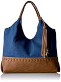 Bueno of California Canvas Tote Navy, Blue Denaim/Nut