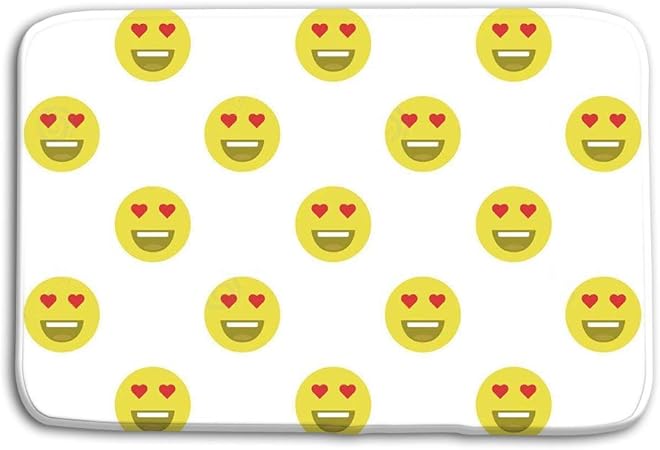 Felpudo Interior Al Aire Libre Linda Carita Feliz Cara De Amor Sin Patron De Fondo Emoticonos Emoji Estilo Plano Ilustraciones Tapete Amazon Es Hogar