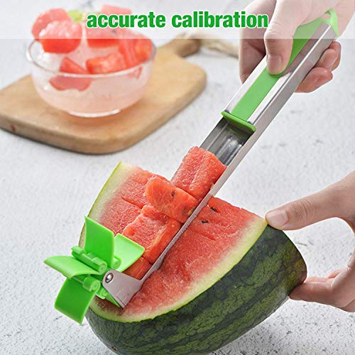 4 pcs Watermelon Windmill Cutter Kit, MYRIANN Stainless Steel Fruit Slicer, Carving Knife, Peeler, Knife Tongs and Melon Baller, Security Vegetable tools Kitchen Gadgets FDA Approved - Thumbnail 2