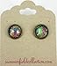 Antiqued Bronze-Tone Faceted Resin Cellophane Blue Stud Earrings 12mm