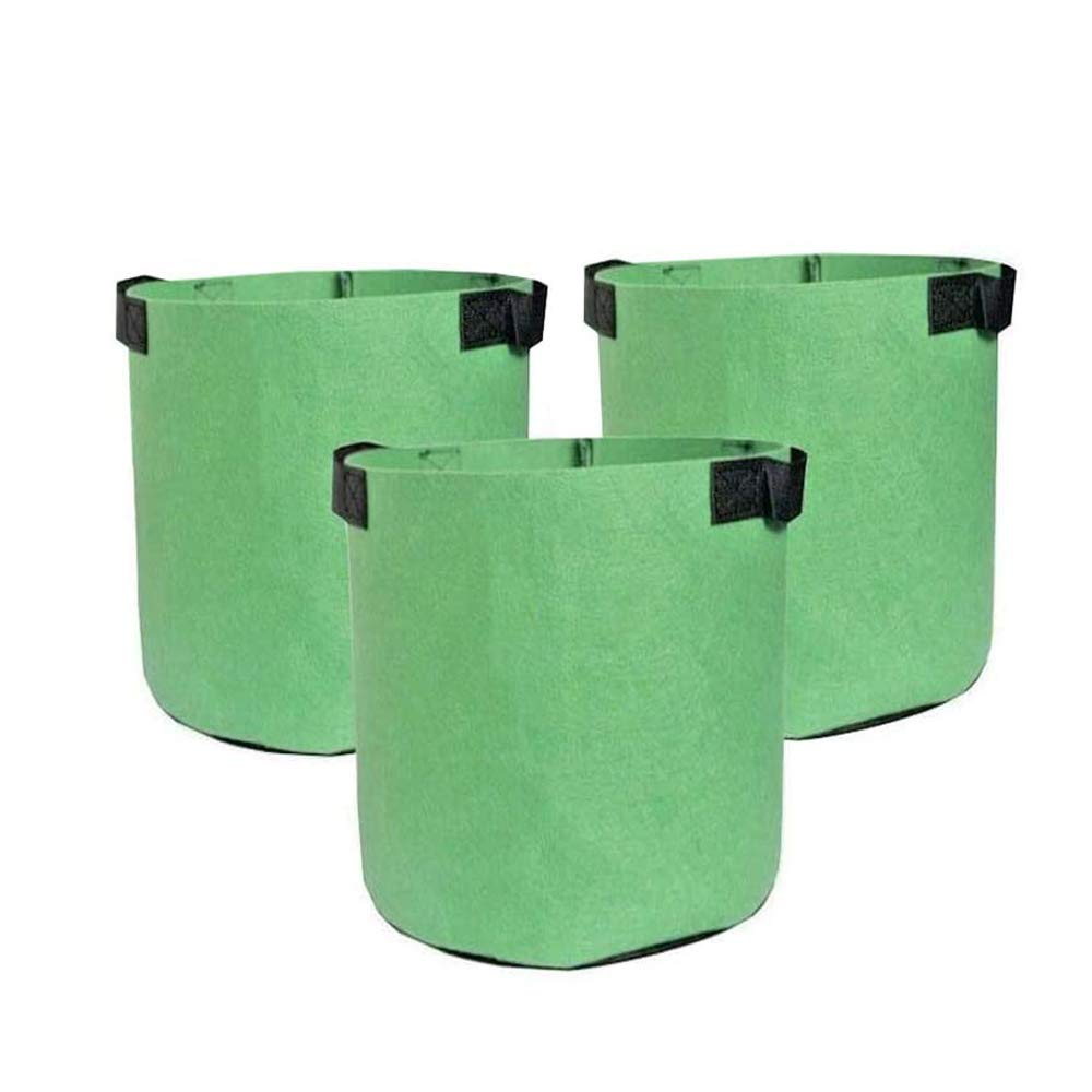 VOANZO 3 Pack Green Grow Bags Garden Plant Grow Bag Thickened Breathable Nonwoven Fabric Vegetables Growing Container for Tomato Flower Growing Box Two Handles - 3Gallon