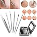 Professional Surgical Blackhead Remover Tools, 2018 Blemish and Splinter Acne Pimple Removal Kit, Come Done Extractor Tool for Whitehead, Pimples and Zit Popper Leather Case with Mirror, Pack of 6
