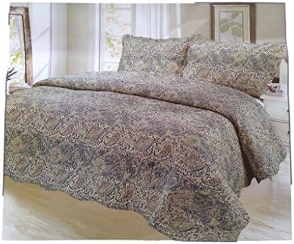 Paisley Pinsonic Bedding 3 Piece Bedspread Quilt Coverlet Set, King