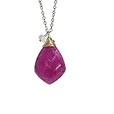 Large Pear shaped Ruby Pendant Necklace- Genuine Ethiopian Opal Accent- October July Birthstone Birthday Unique Jewelry Gift Idea