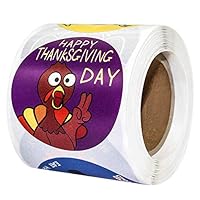 Ozest Thanksgiving Stickers - 400 PCS1.57 inch Large Thanksgiving Day Party Favors for Kids - 8 Alternating Designs (2 Rolls)