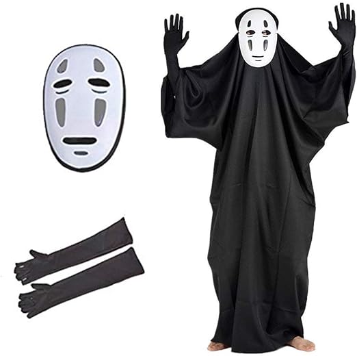 Amazon Formemory カオナシ風 ハロウィン飾り グッズ飾り物 コスプレ 衣装3点セット フリーサイズ マント式 衣装 マスク 手袋 黒 男女共用 プレゼント お化け屋敷 L コスプレ 仮装 通販