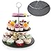 3 Tier Black Slate Tea Party Server with 4 sets of Glasses, Ceramic Bowls & Appetizer Spoon Dish, Cupcake Dessert Stand