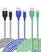 Micro USB Charger, OKRAY 3 Pack 10ft 3M Nylon Braided Tangle-Free Micro USB 2.0 Charge Cable Sync Charging Cord Compatible for Android, Samsung S7, HTC, Google Nexus, Sony, and More (Black Blue Green) primary